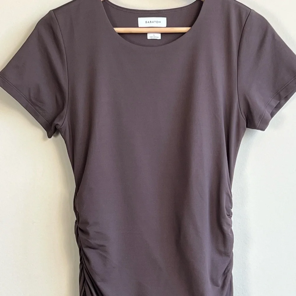 Babaton Contour Ruched Mini Brown Dress Size L - Picture 5 of 11